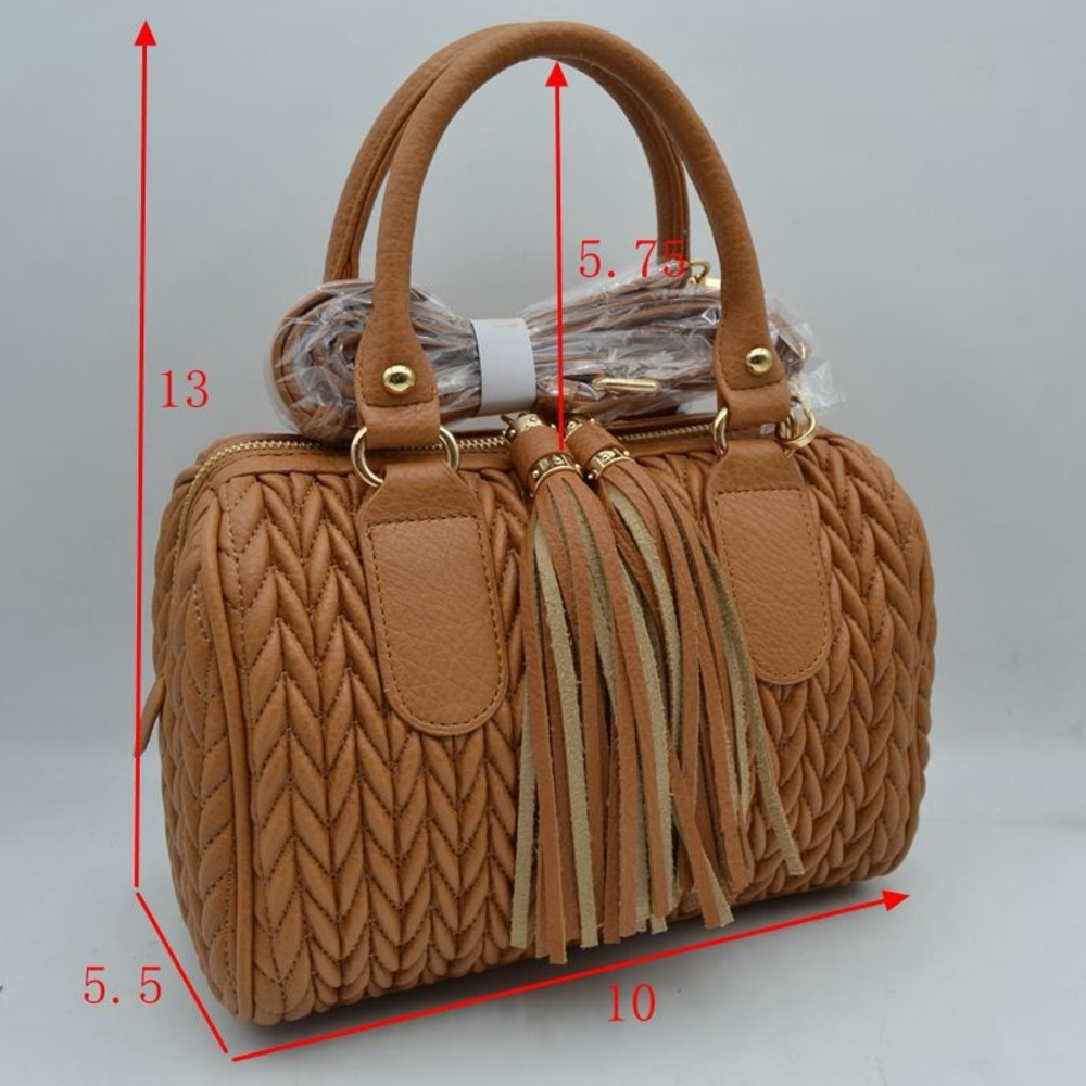 Women’s Tan Braided Handbag with Tassel